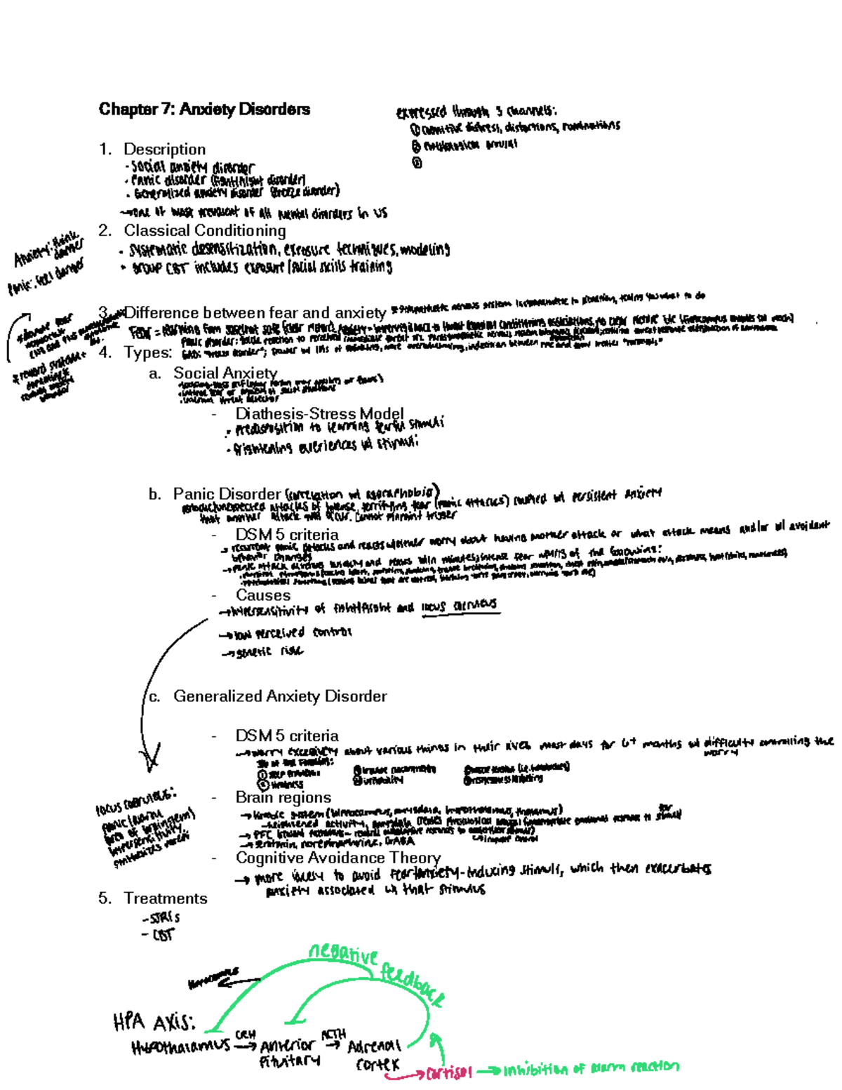 ch 7 notes abnormal psych - PSY 208 - Chapter 7: Anxiety Disorders ...