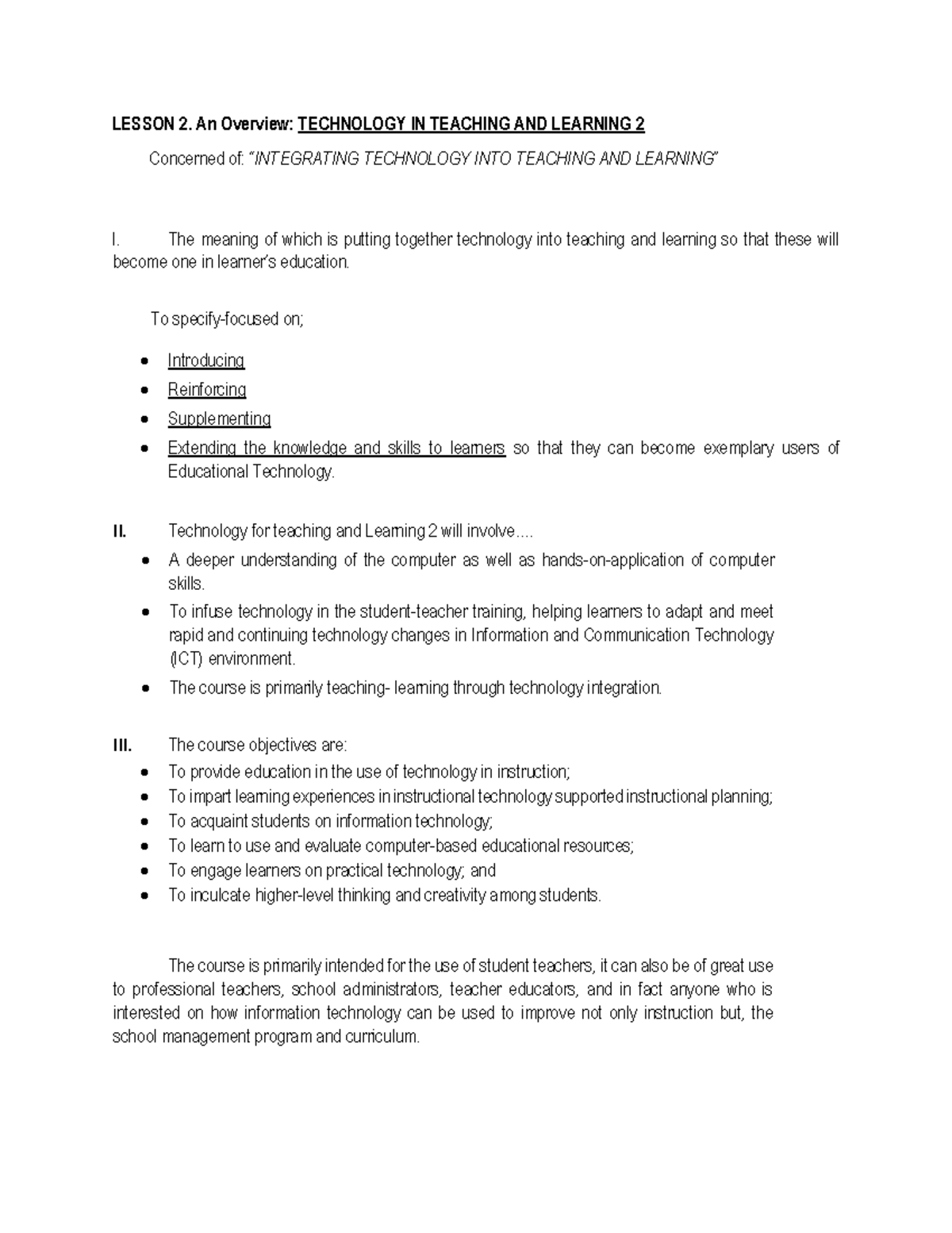 Module 2 Ttl2 Lesson 2 Converted - LESSON 2. An Overview: TECHNOLOGY IN ...