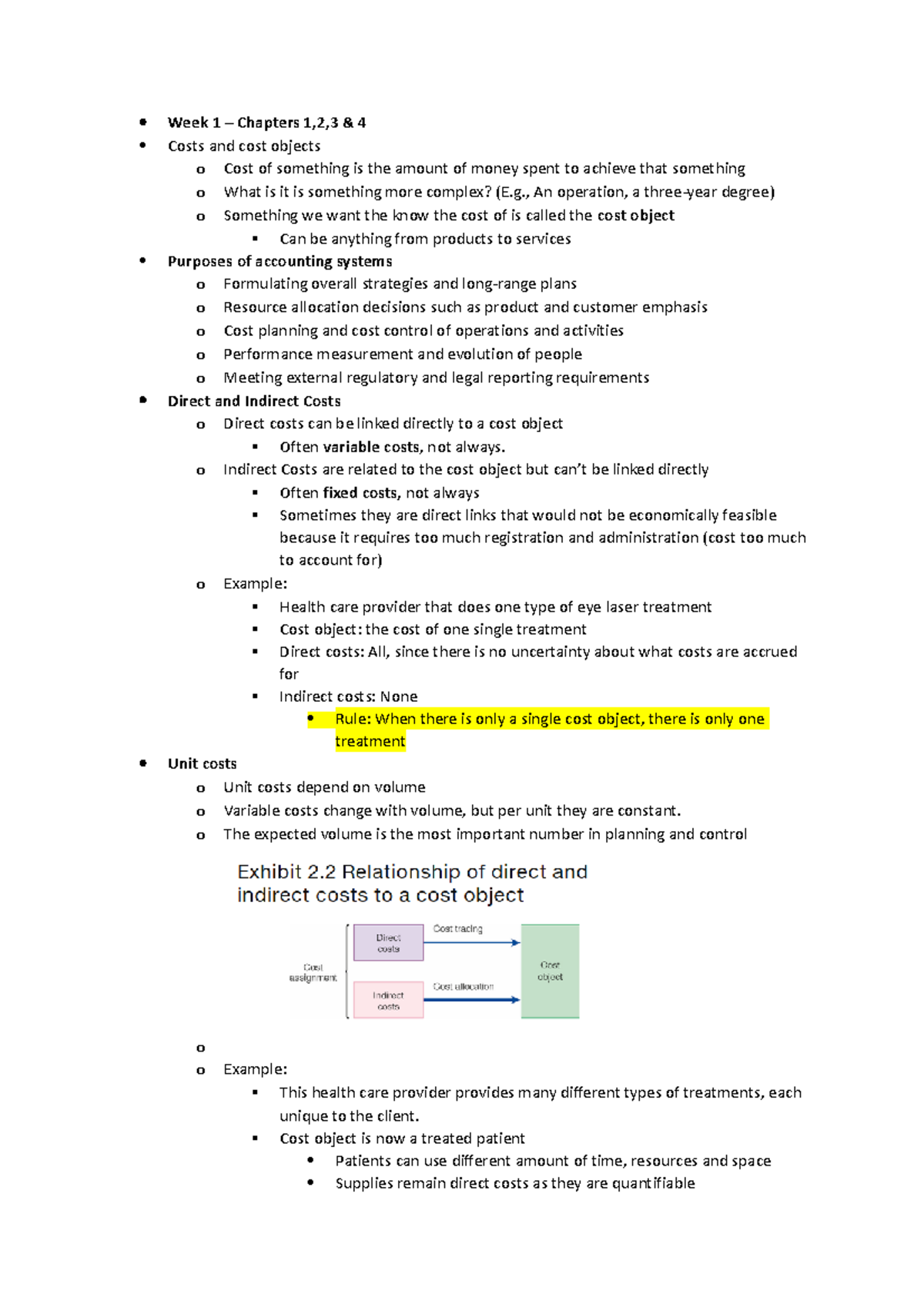 Management Accounting 1 - Notes - Week 1 – Chapters 1,2,3 & 4 Costs and ...
