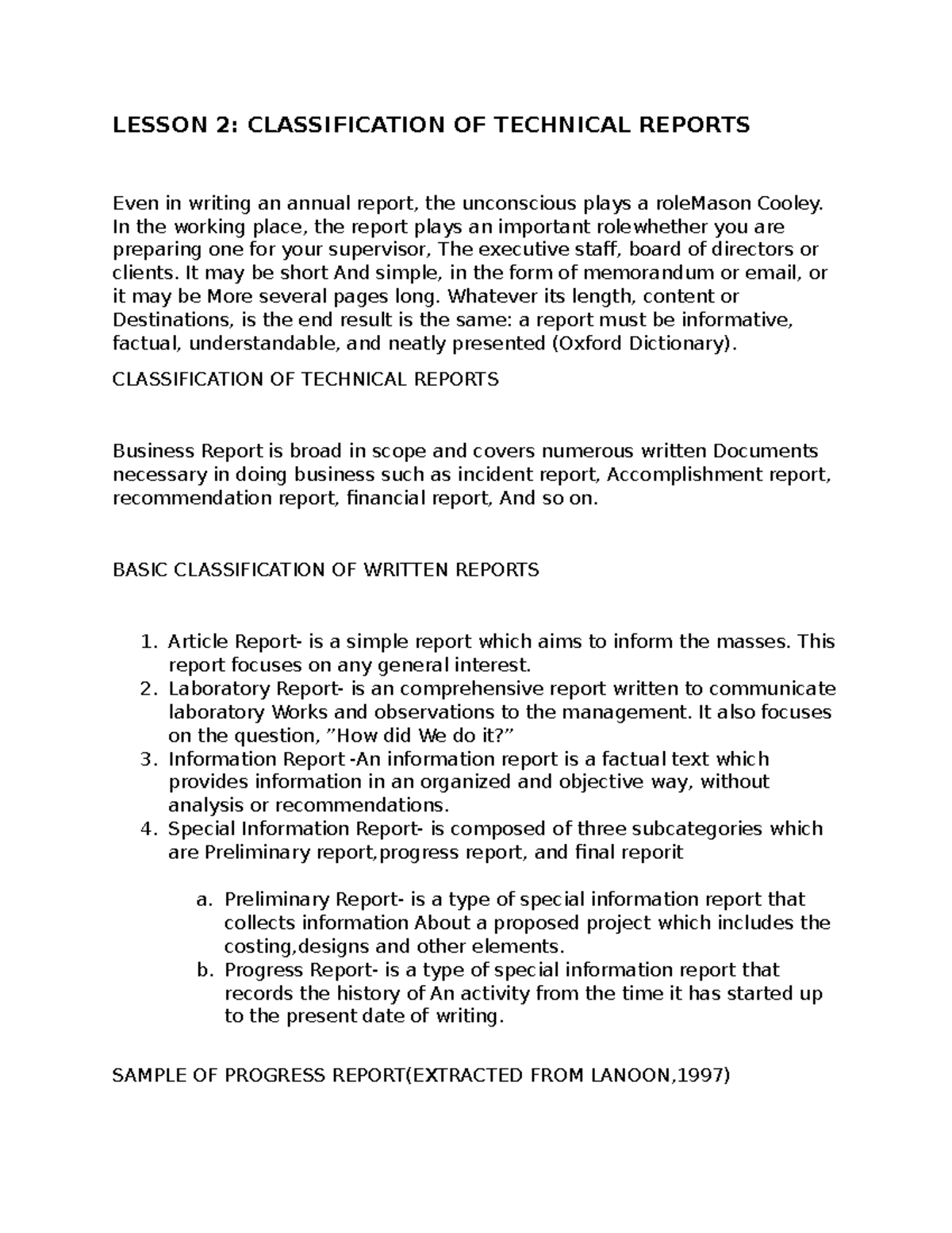 classification-of-technical-report-lesson-2-classification-of