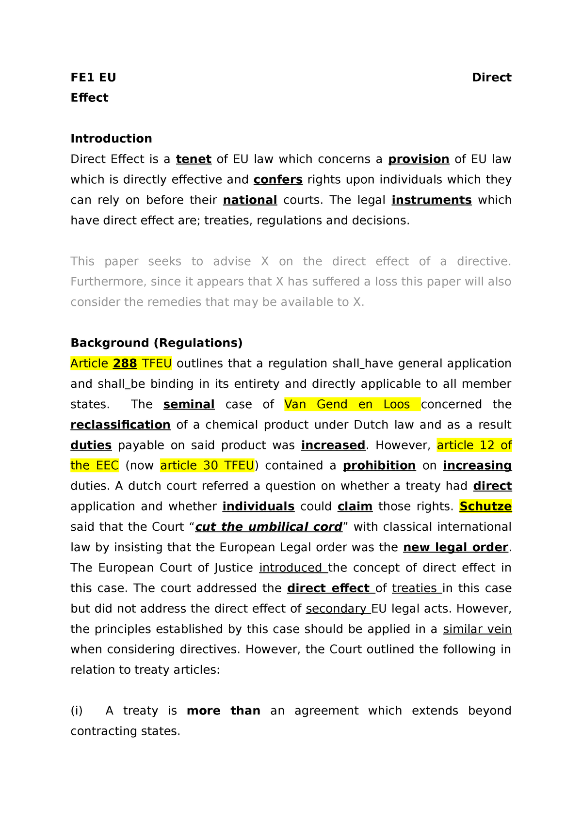 essay on direct effect of eu law