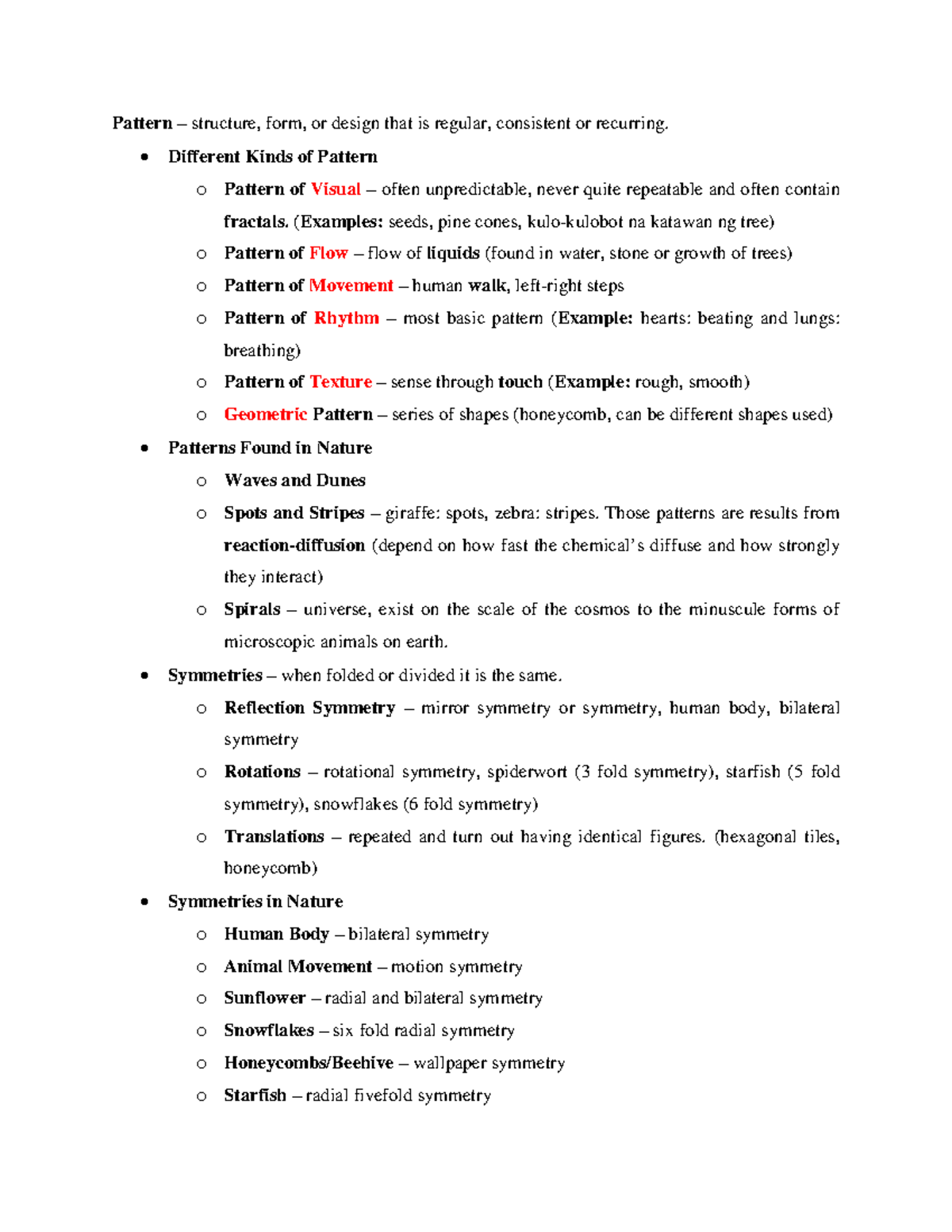 Reviewer - Pattern – structure, form, or design that is regular ...