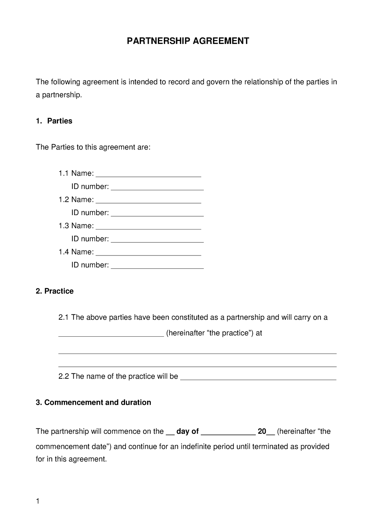 Partnership Agreement Template For Law Of Business PARTNERSHIP   Thumb 1200 1697 