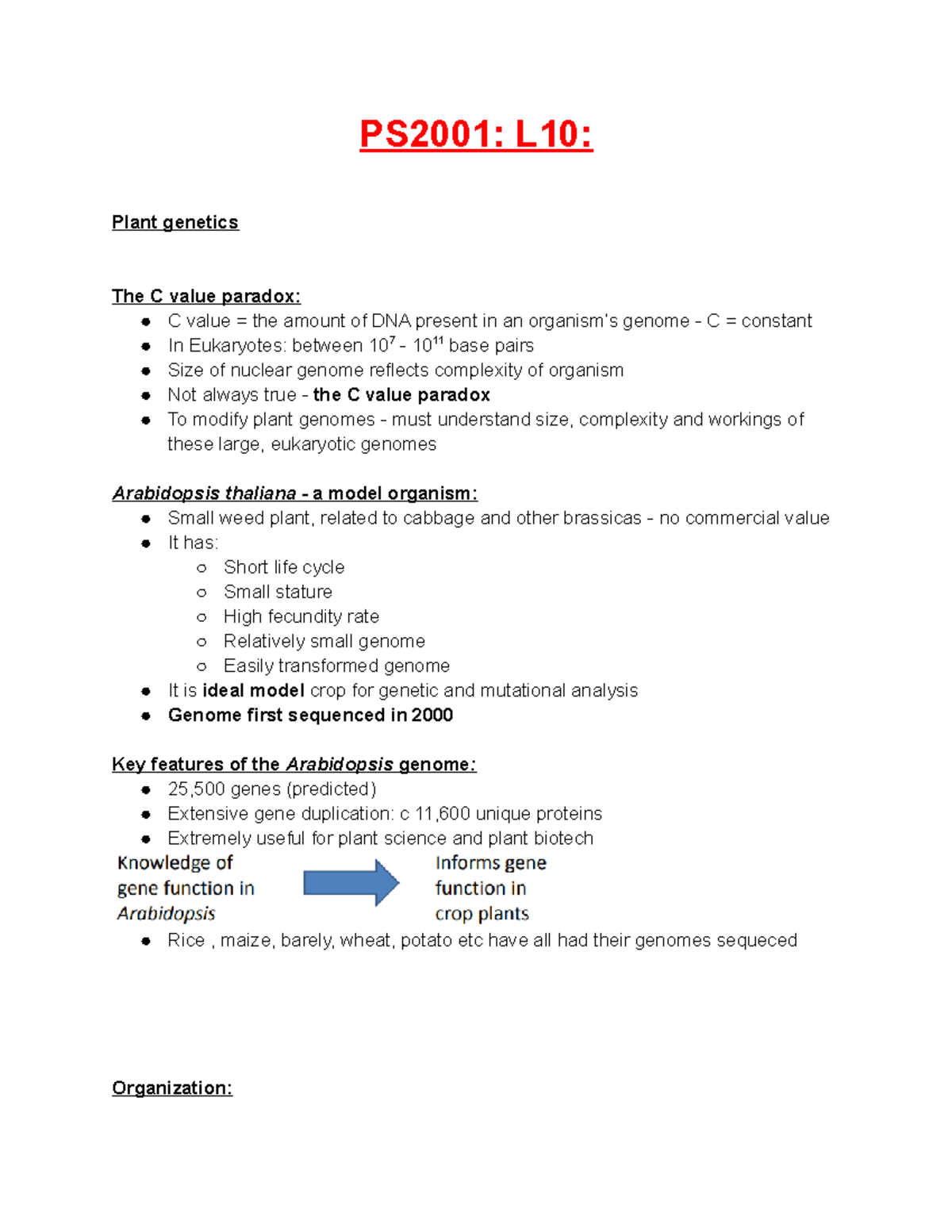 PS2001 L10 lecture notes PS2001 L10 Plant The C value