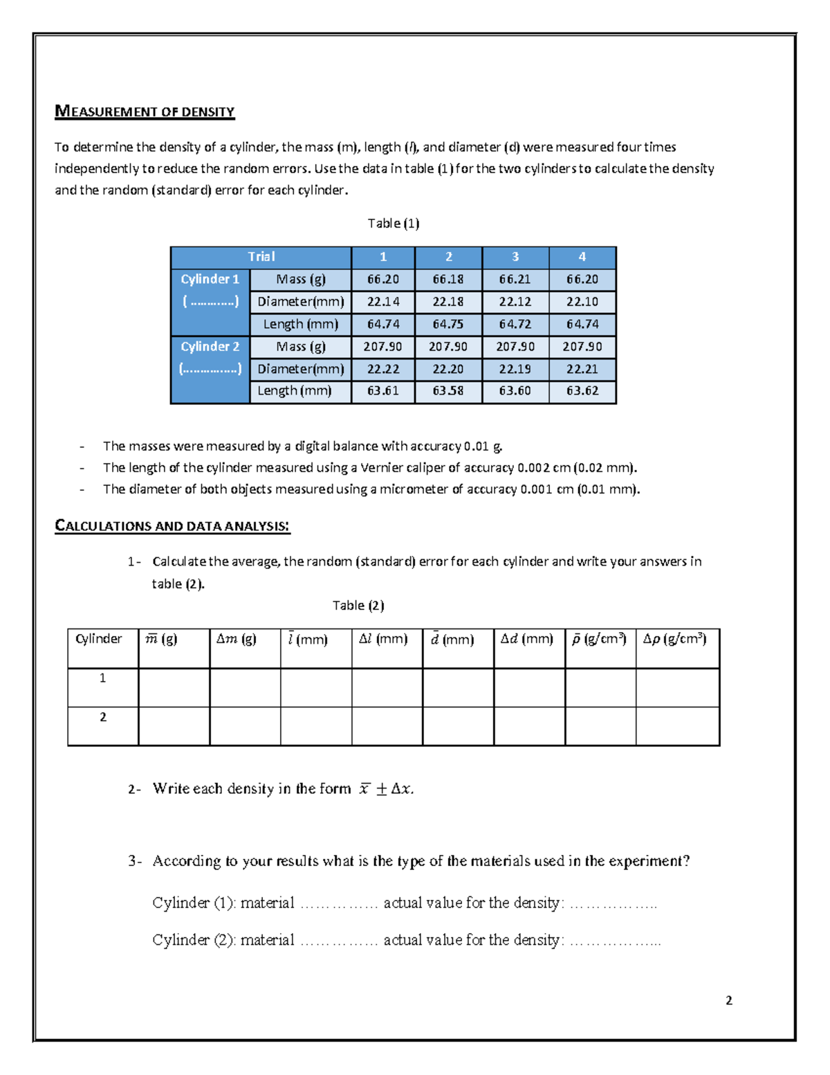 Exp (02)Measurement of density (Lab Report)25 organized