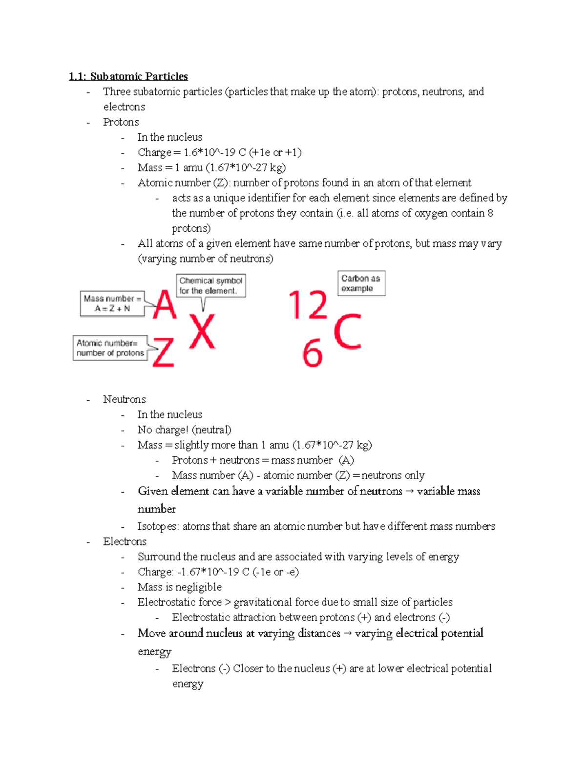 Chapter 1 Atomic Structure - 1: Subatomic Particles - Three subatomic ...