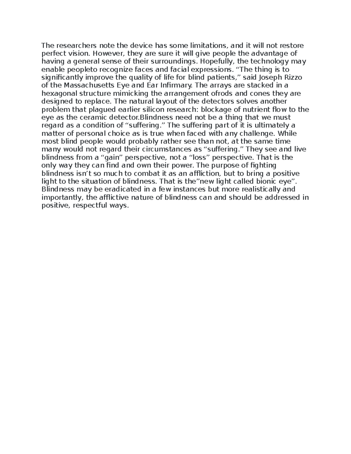 939 - notes written for bio - The researchers note the device has some ...
