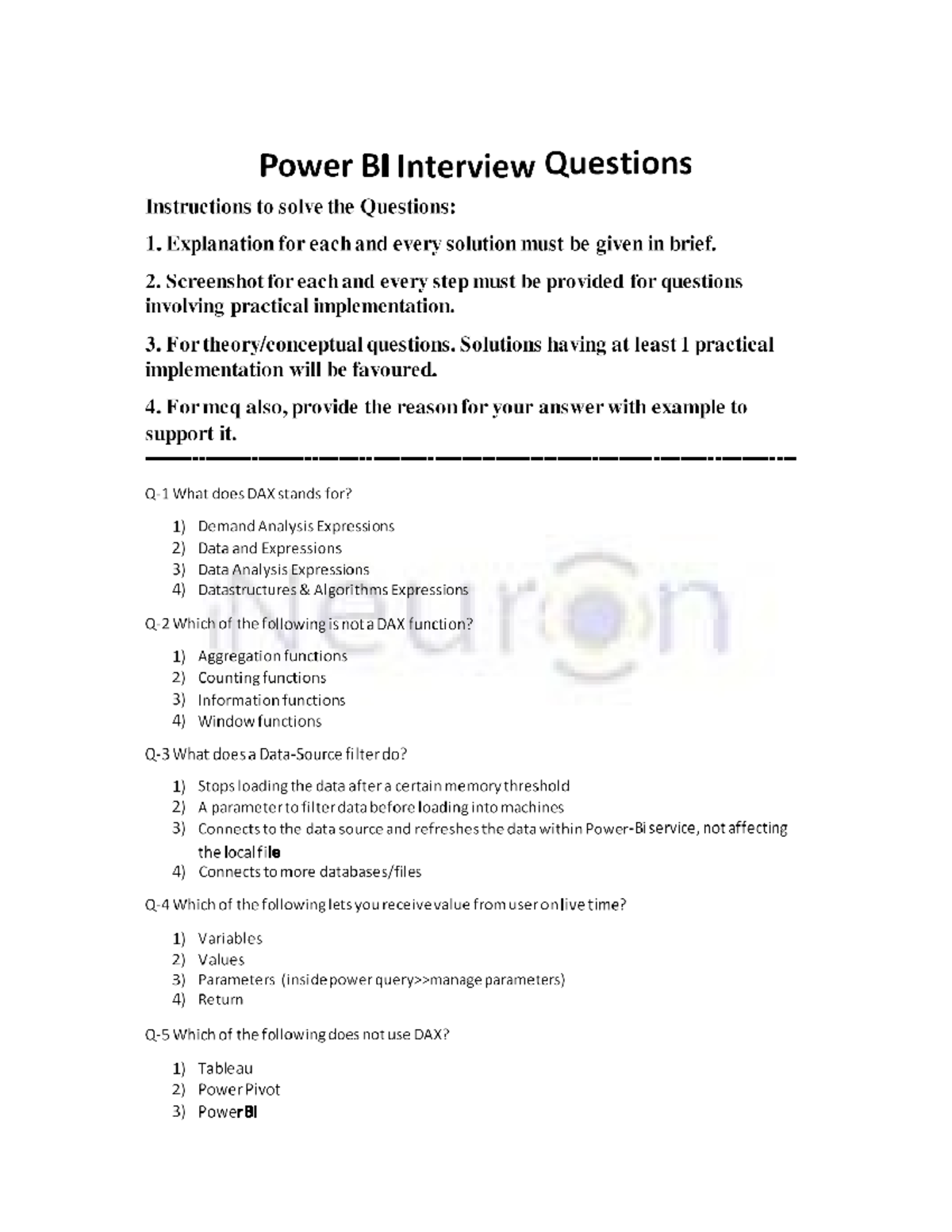 1. Power BI Interview Questions - Explanation for each and every ...