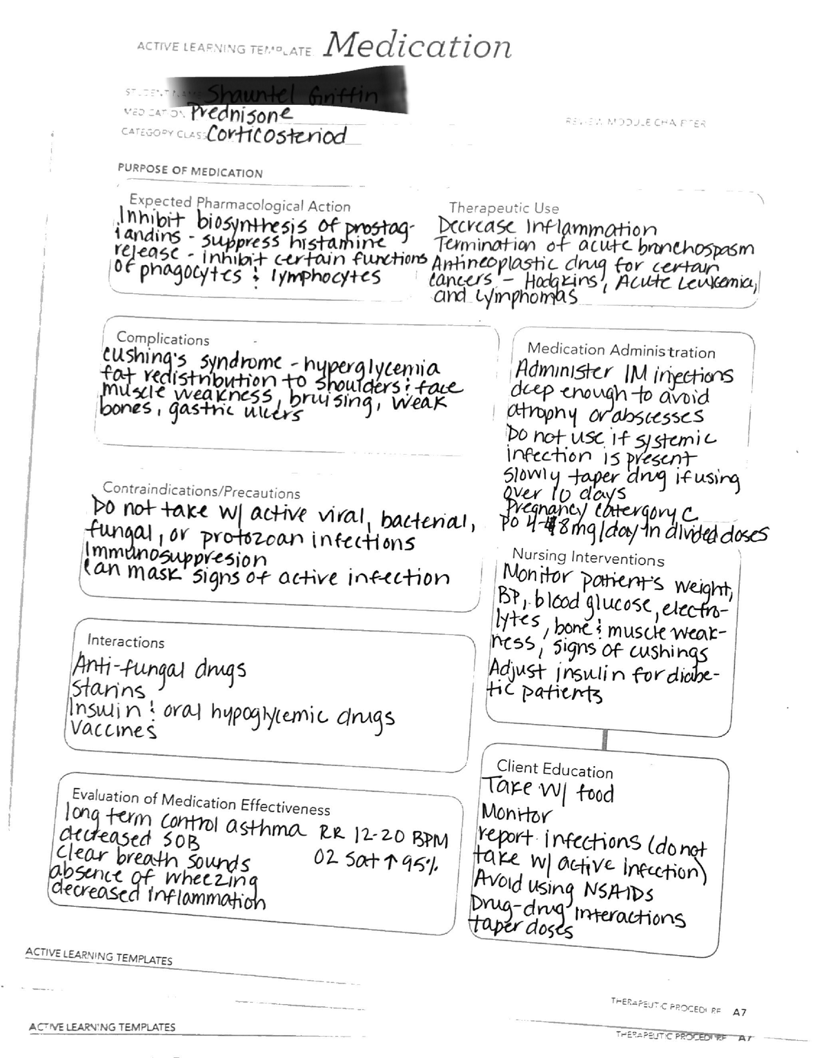 Prednisone ATI Medication Templates NUR 334 Studocu