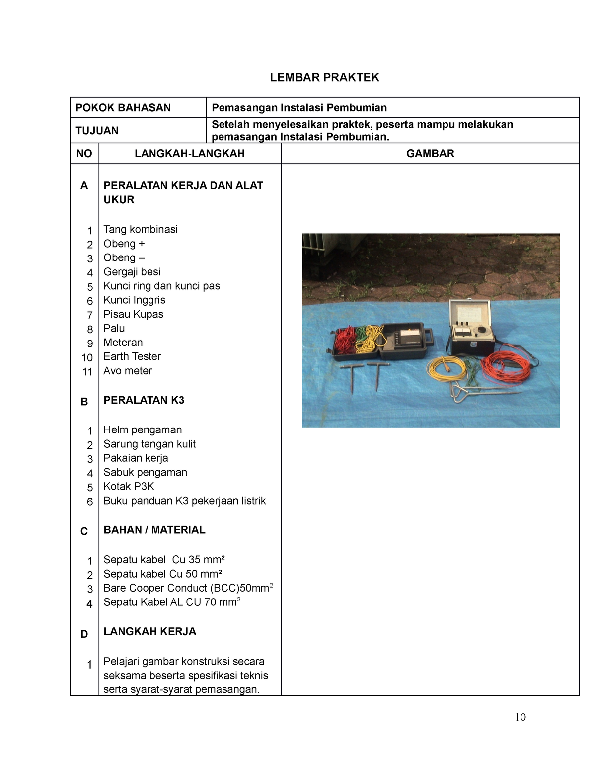 3. Job Sheet Praktek Pembumian - LEMBAR PRAKTEK POKOK BAHASAN ...