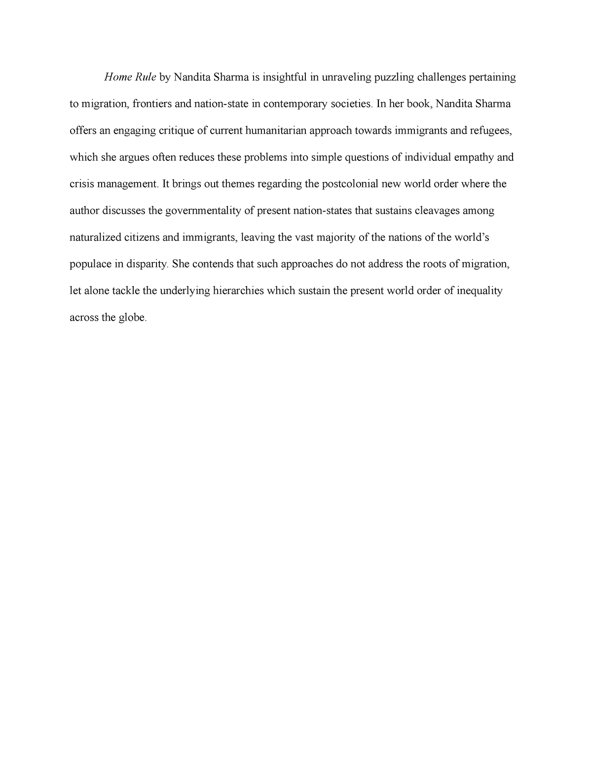 essay on home rule