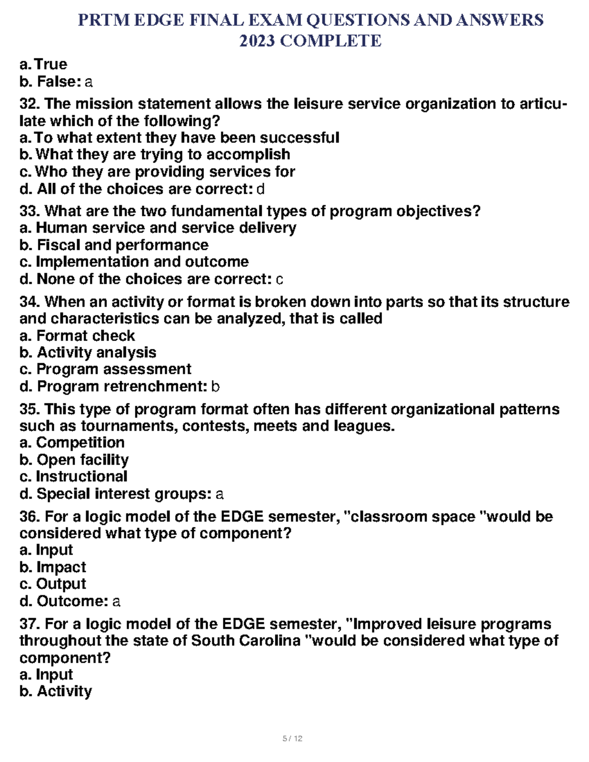 PRTM EDGE Final EXAM Questions AND Answers 2023 Complete-5 - PRTM EDGE ...