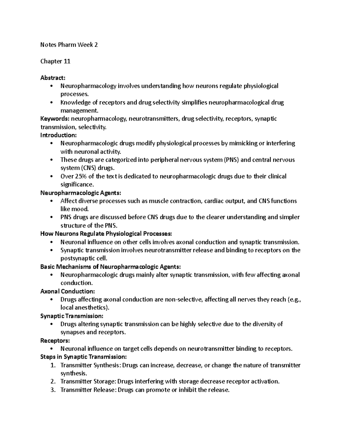 NURS 676 Notes - Notes Pharm Week 2 Chapter 11 Abstract ...