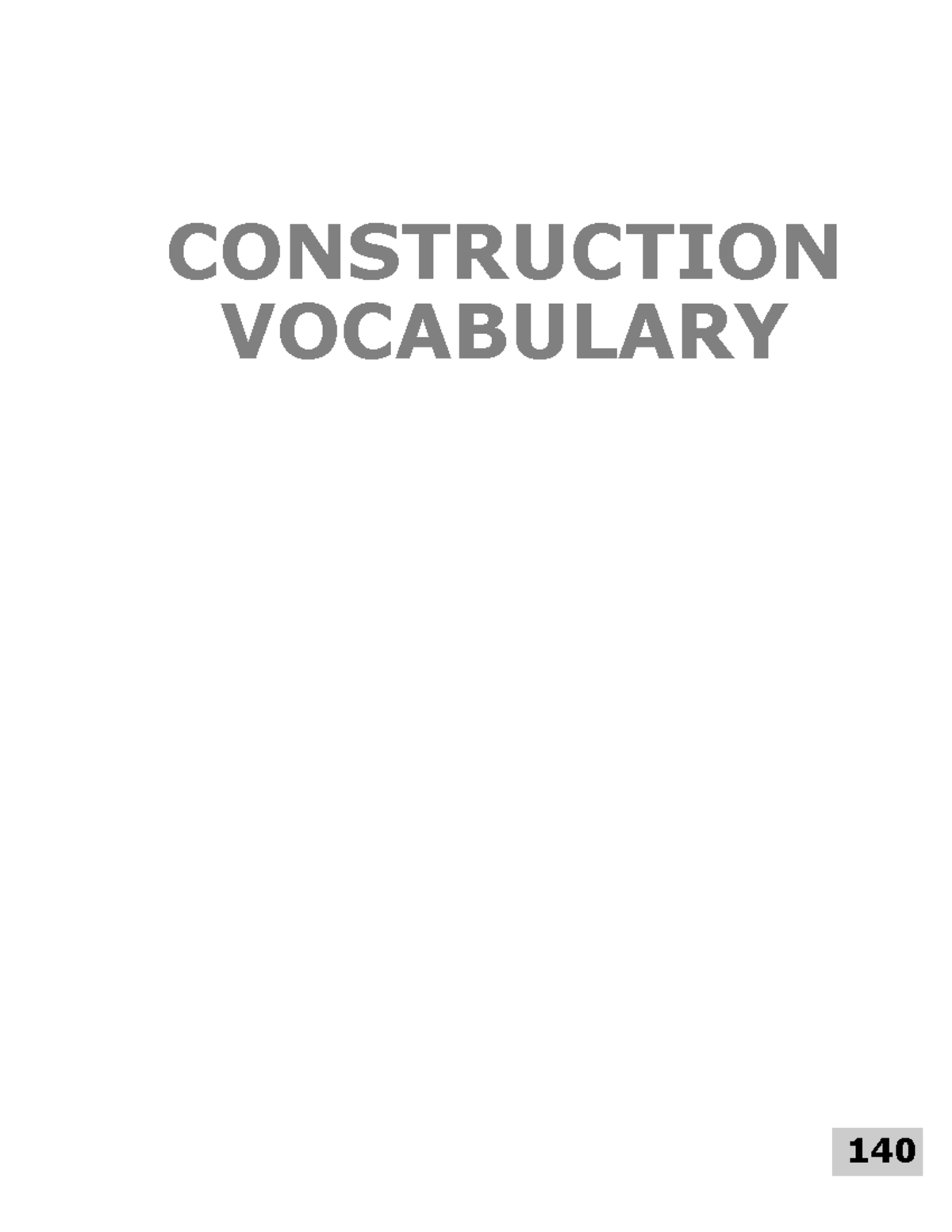 Construction Vocabulary Studocu