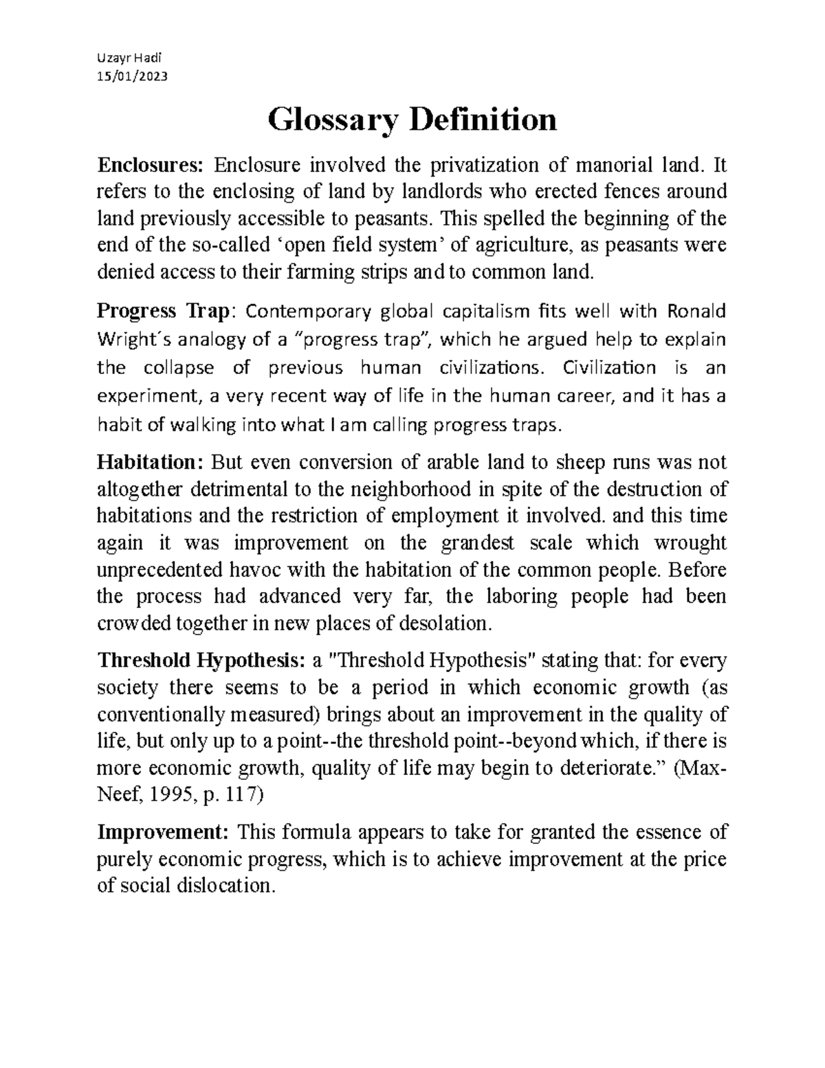 Glossary Definition Important Uzayr Hadi 15/01/ Glossary Definition