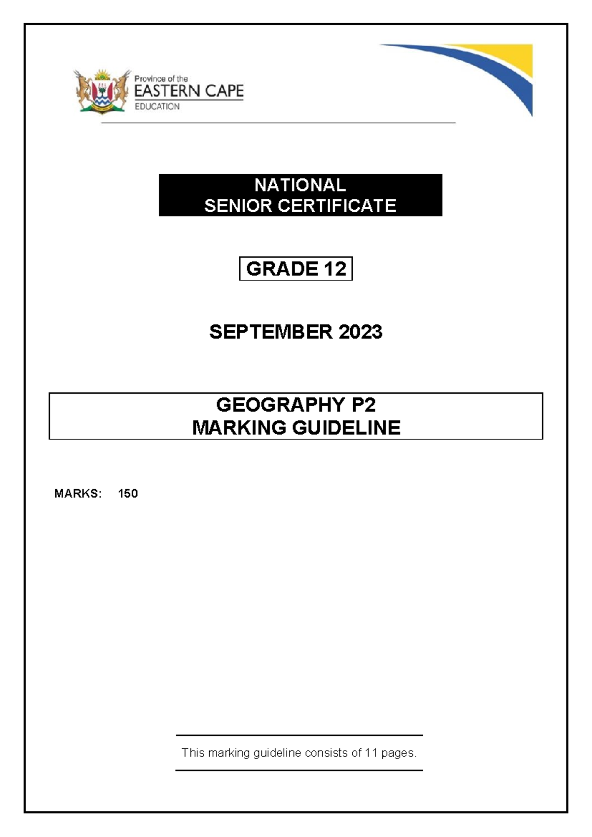 GeographyP2GR12MEMOSEPT2023 English NATIONAL SENIOR CERTIFICATE