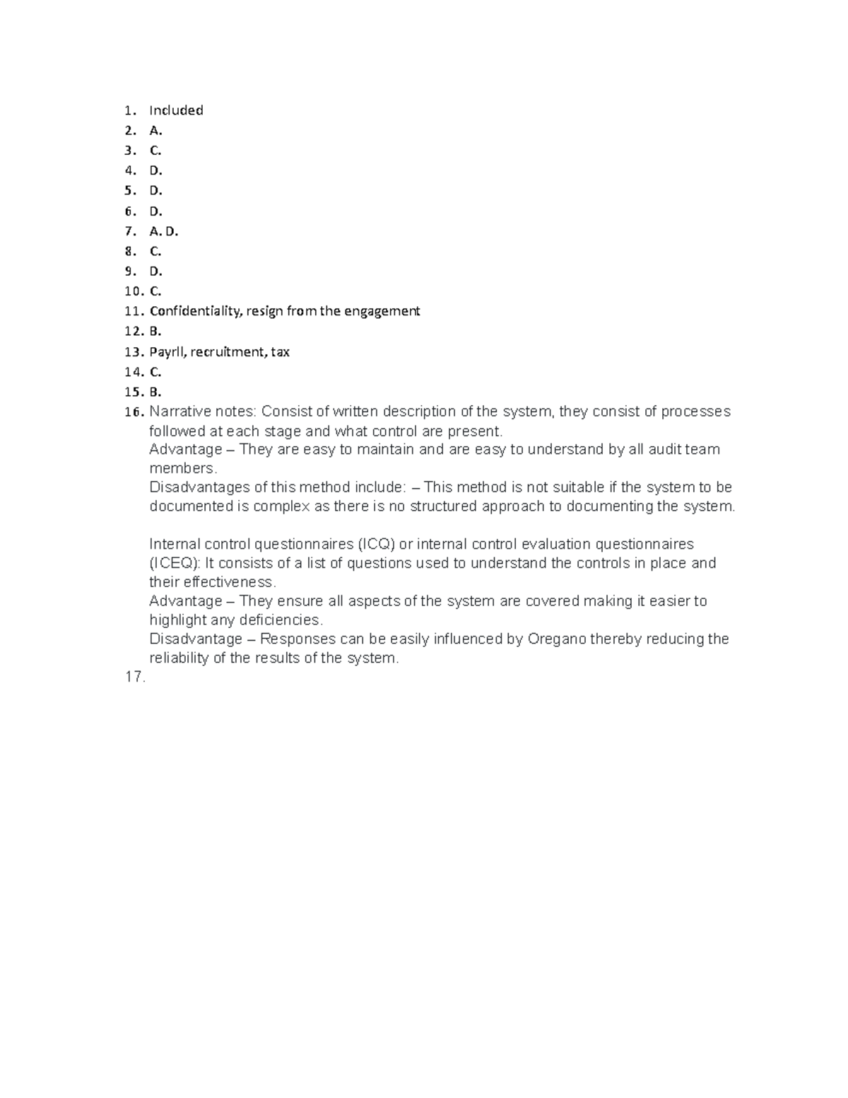 ACCA Practice Exam 1 - Included A. C. D. D. D. A. D. C. D. C ...