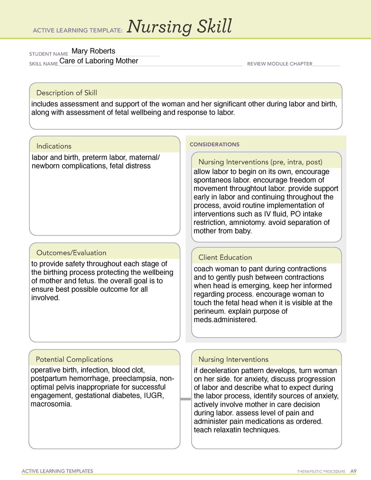 Care of Laboring Mother - ACTIVE LEARNING TEMPLATES THERAPEUTIC ...