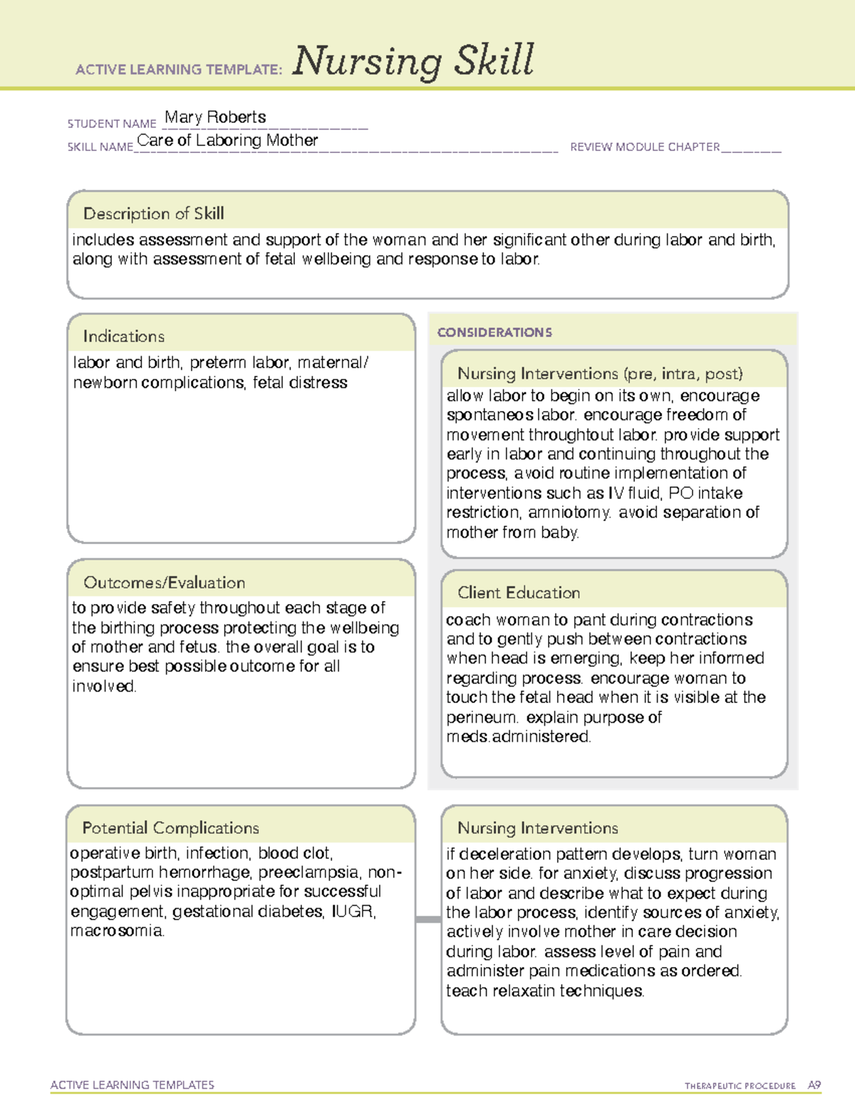 Care of Laboring Mother - ACTIVE LEARNING TEMPLATES THERAPEUTIC ...