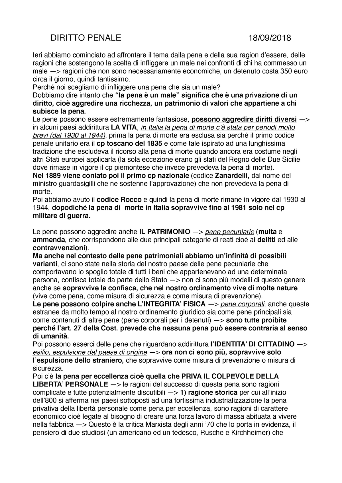 Diritto Penale 18 09 Appunti Ottimi Presi A Lezione Diritto Penale