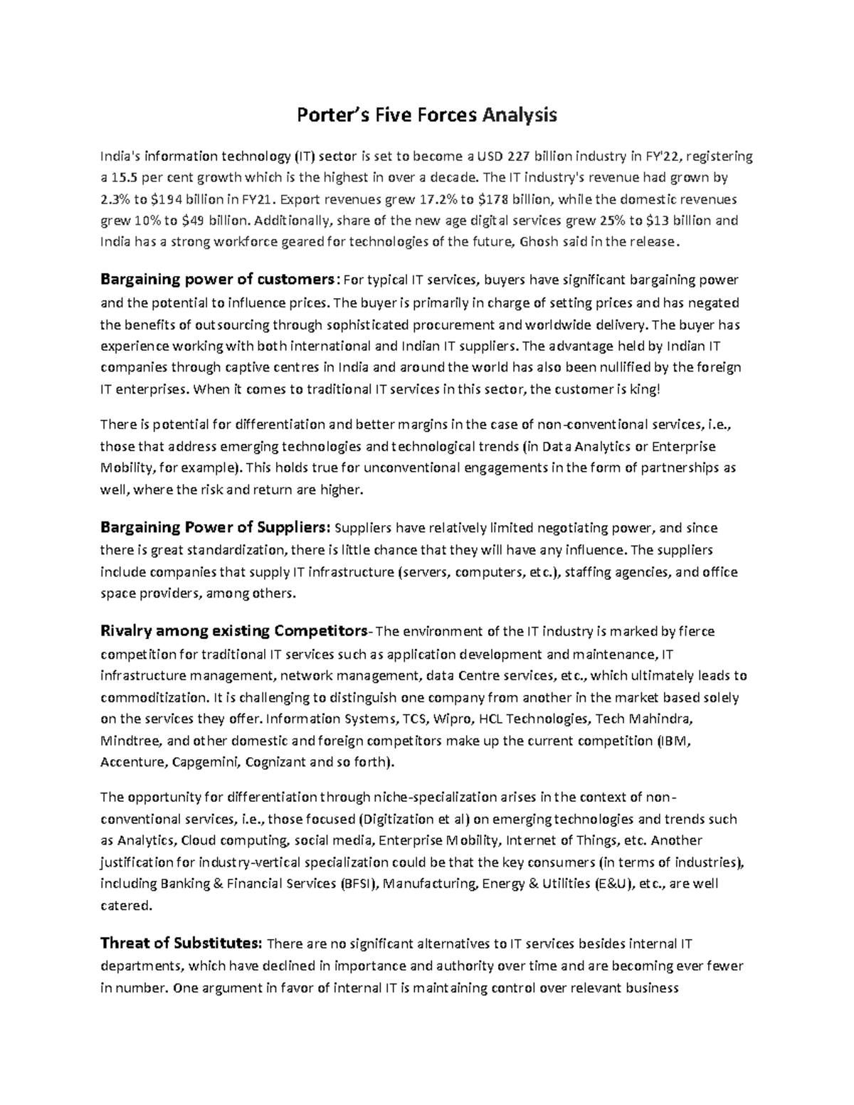 Porter analysis - Researched for my own knowledge - Porter’s Five ...