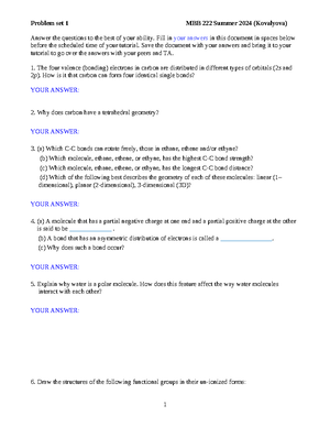 Problem set 281 - CHEMISTRY 281-4 (2024-1). Dr. Pete Wilson ORGANIC ...