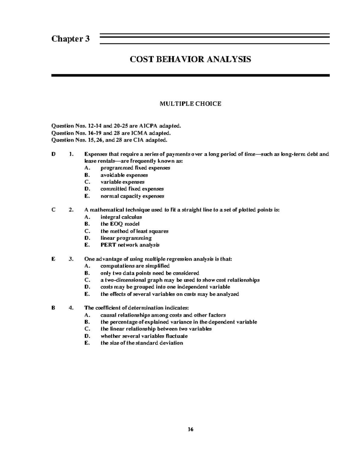 03 - Cost Accounting - 16 Chapter 3 COST BEHAVIOR ANALYSIS MULTIPLE ...