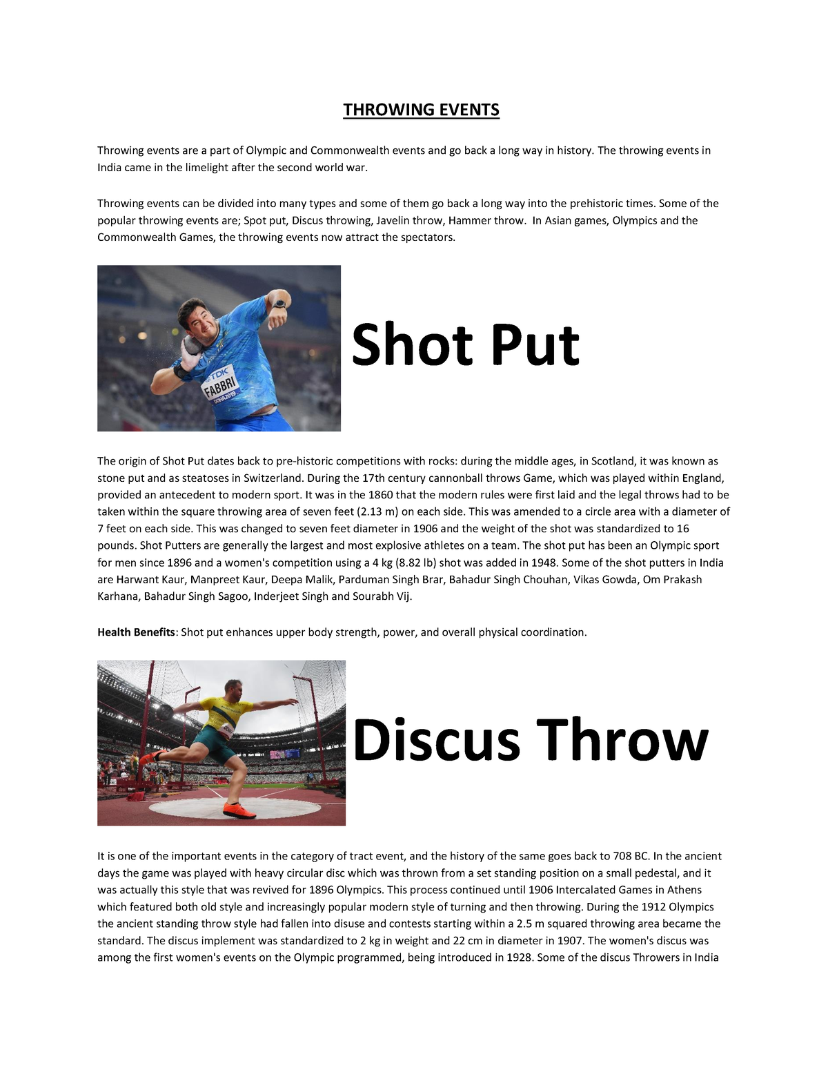 Throwing Events AMIR - WSWS - THROWING EVENTS Throwing events are a ...