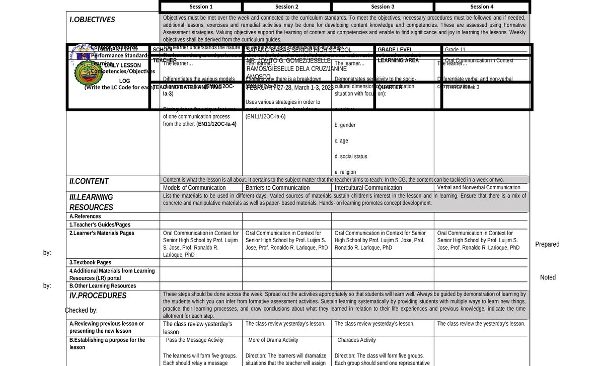 DLL Oral Comm (W3) - This is just a daily lesson plan - GRADES 1 TO 12 ...