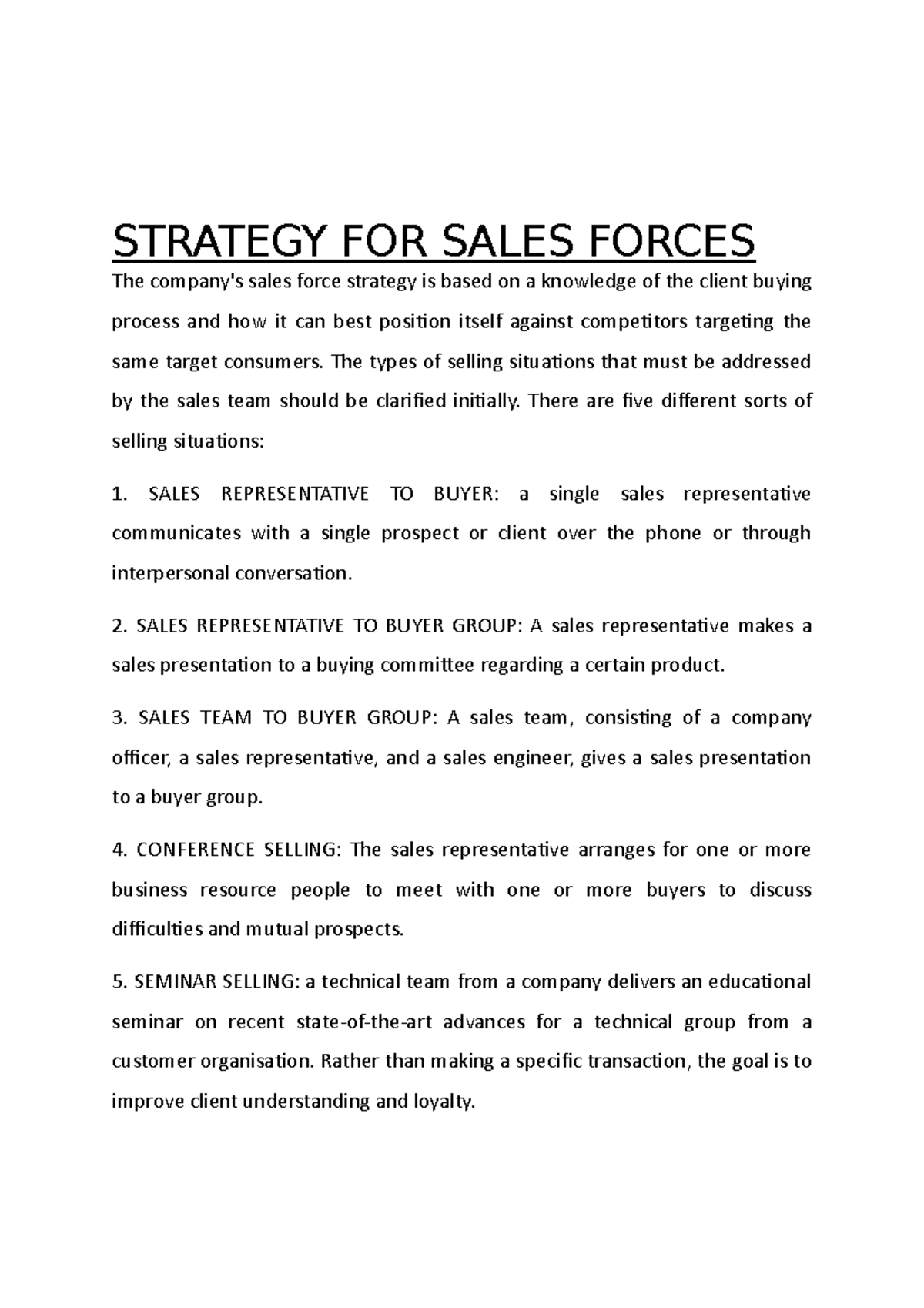 strategy-for-sales-forces-strategy-for-sales-forces-the-company-s