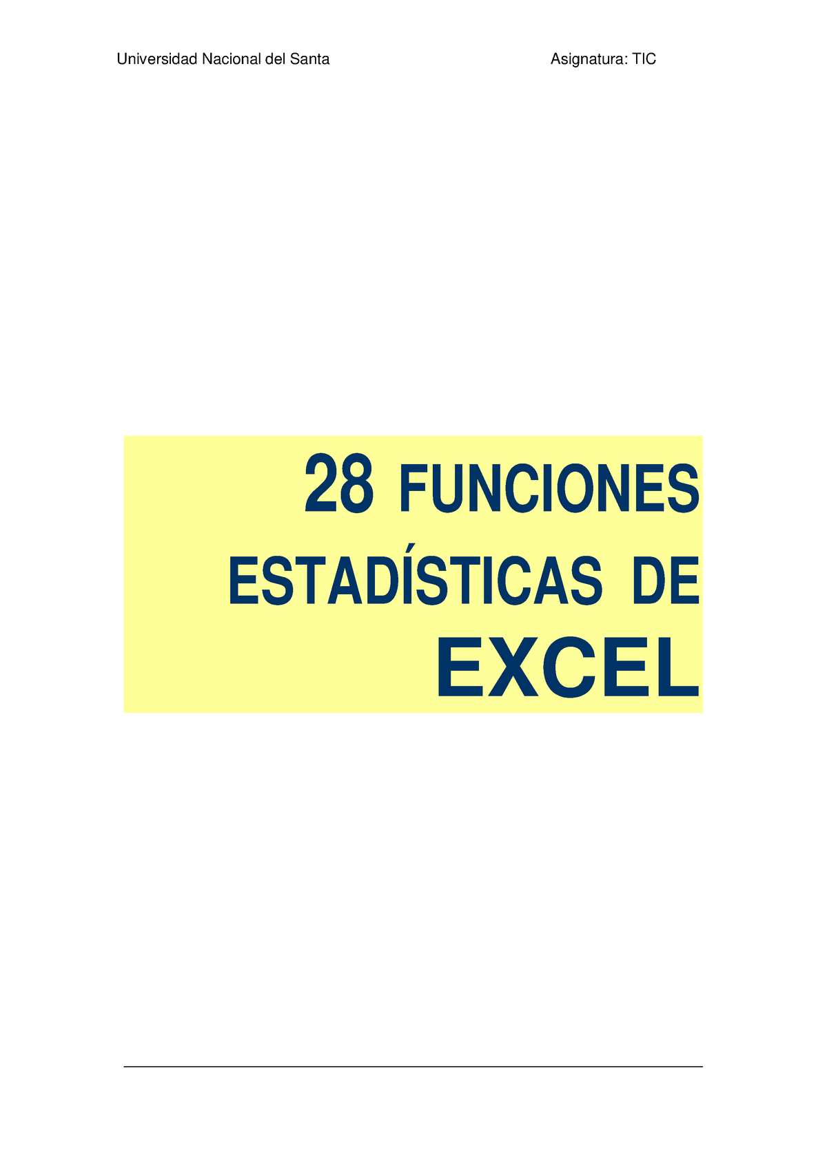 28 Funciones Estadísticas En Excel - Universidad Nacional Del Santa ...