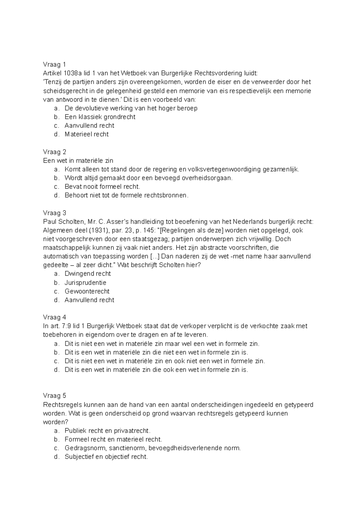 Oefententamen 2 Inleiding Tot Het Recht - Artikel 1038a Lid 1 Van Het ...