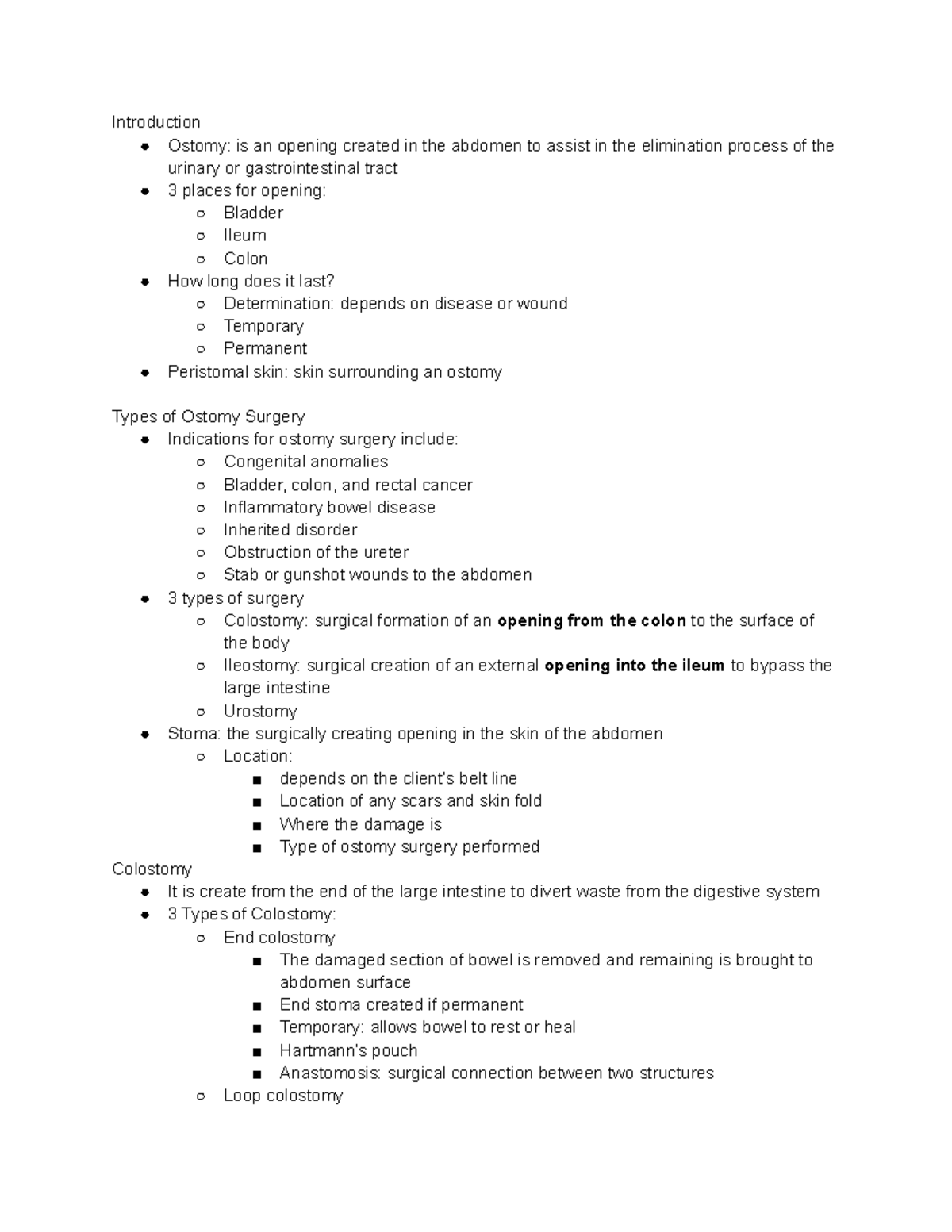 Ostomy Care (Skills 3 - Introduction Ostomy: is an opening created in ...