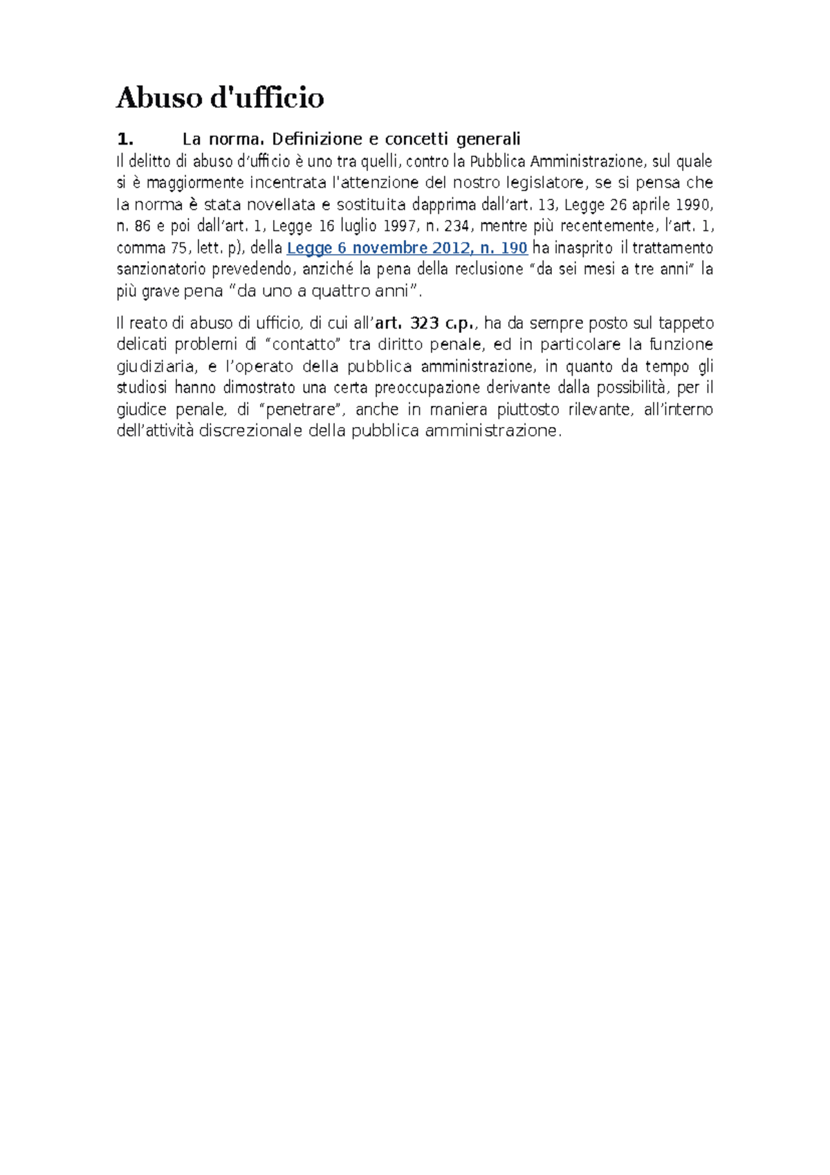 Abuso-d-ufficio - Documento Sull'abuso D'ufficio - Abuso D'ufficio La ...