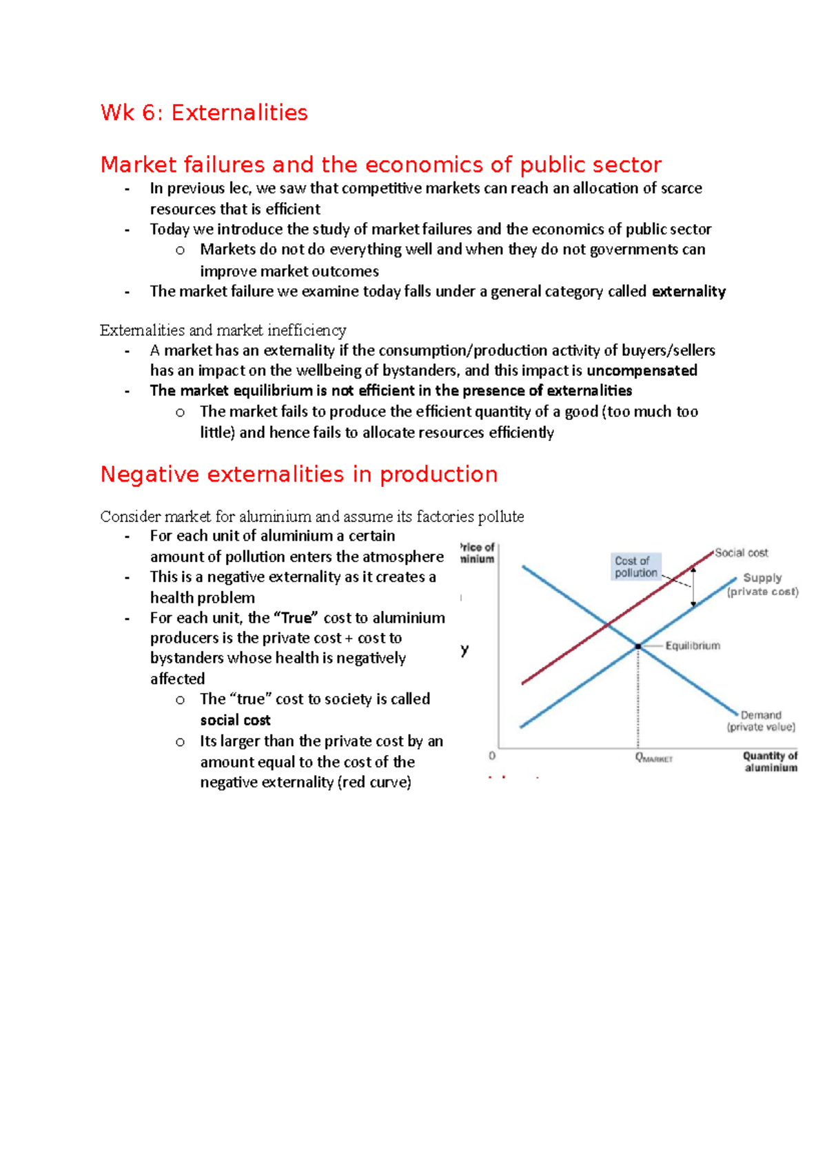 Wk 6 externalities - gg gg - Wk 6: Externalities Market failures and ...