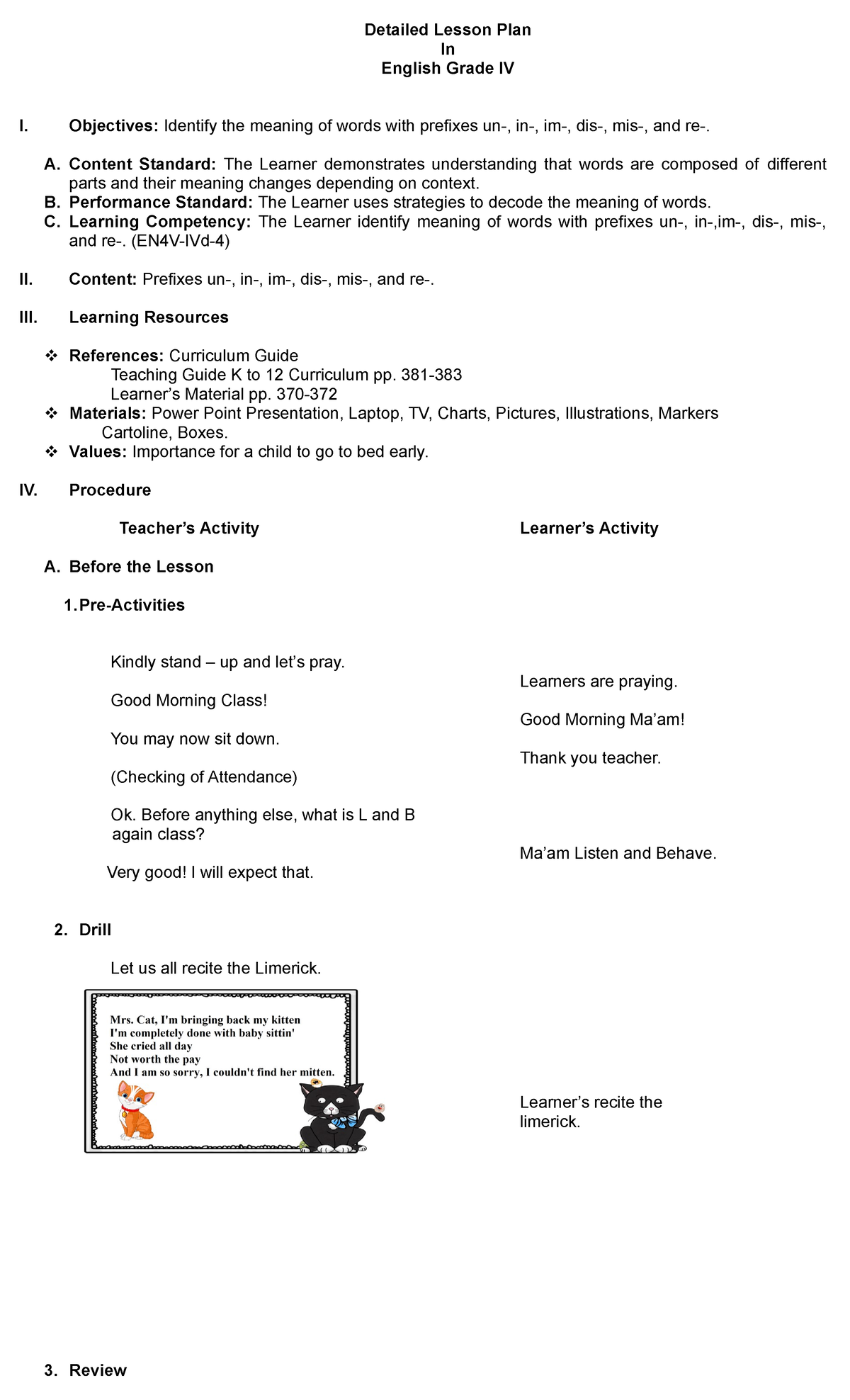 DLP English 4 fourth quarter - Detailed Lesson Plan In English Grade IV ...