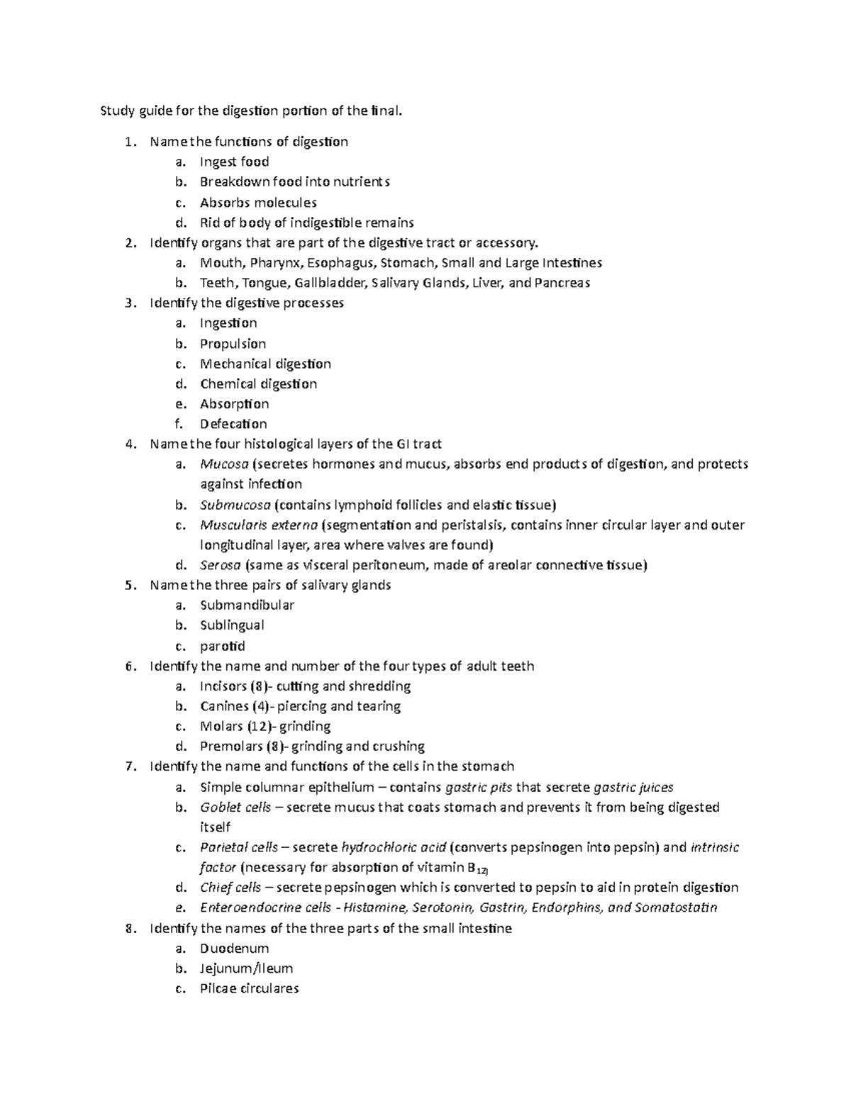 Study+guide+for+the+digestion+portion+of+the+final - Study guide for ...
