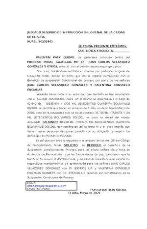 Derecho Procesal Penal DE Bolivia - DERECHO PROCESAL PENAL DE BOLIVIA