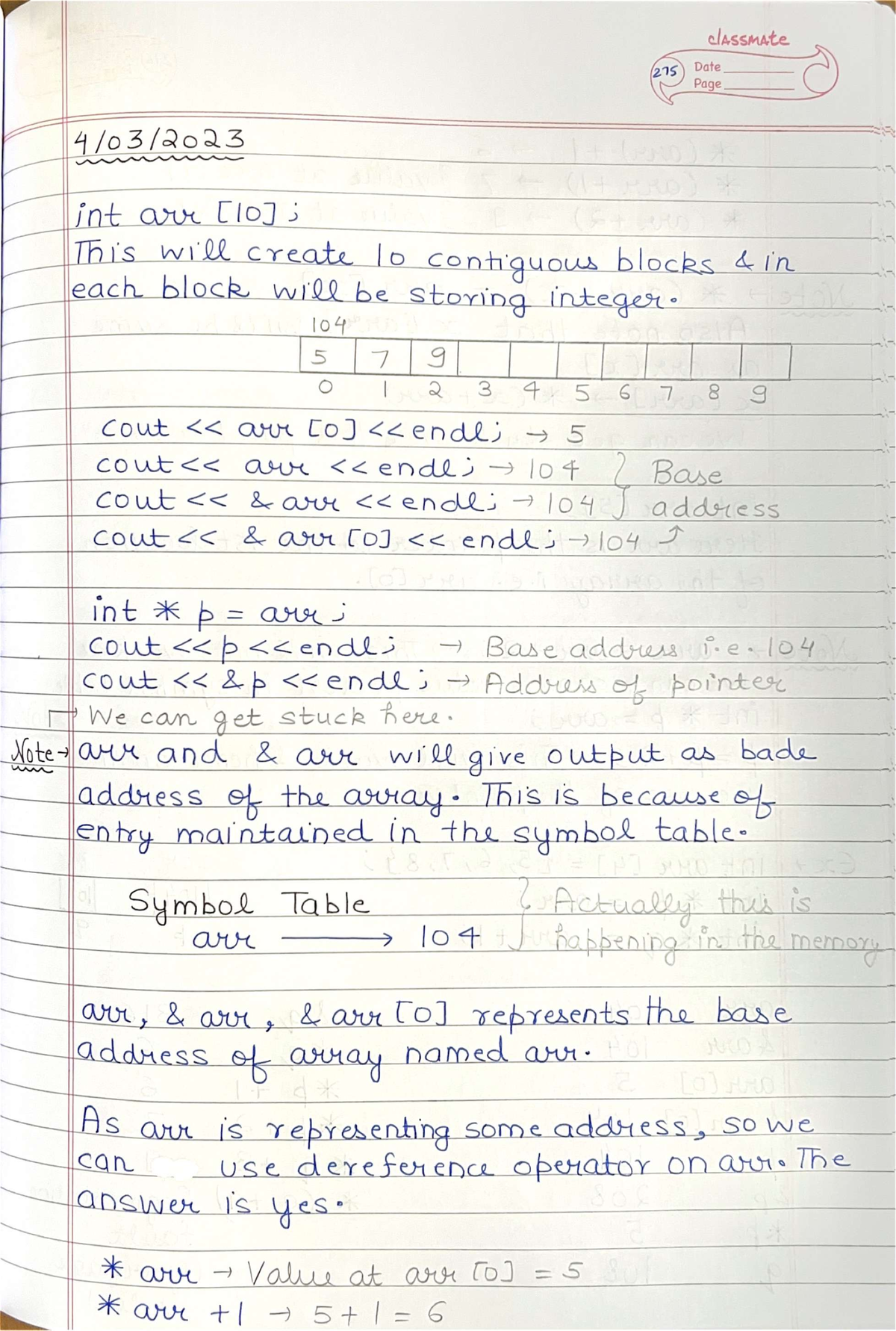 Pointers Class II Notes 4th March 2023 - Data Structures and Algorithms ...