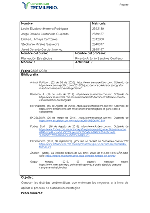 Evidencia 2 Proyecto Final Planeacion estrategica Update - Nombre ...