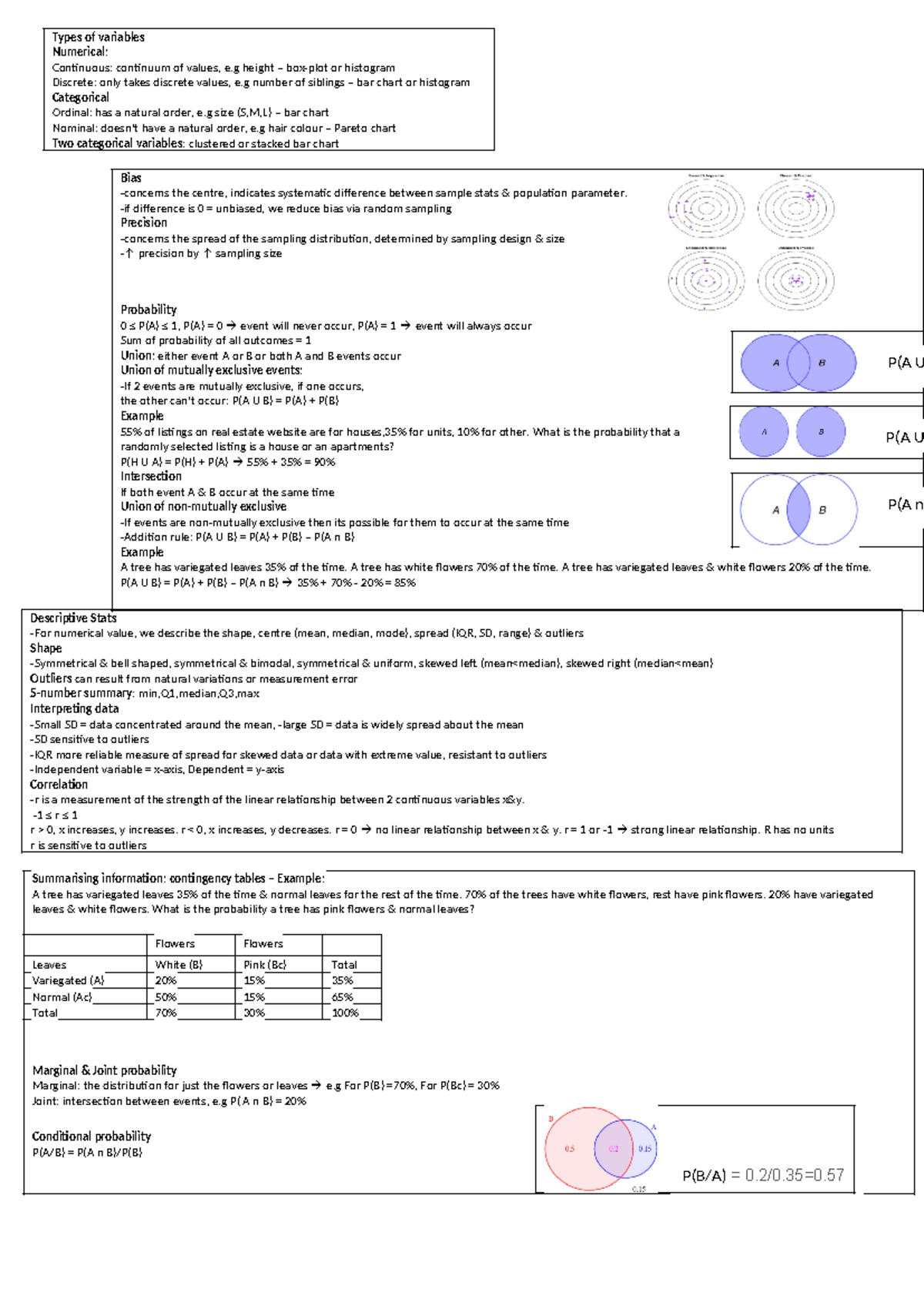 Stats mid sem memory aid - Bias -concerns the centre, indicates ...