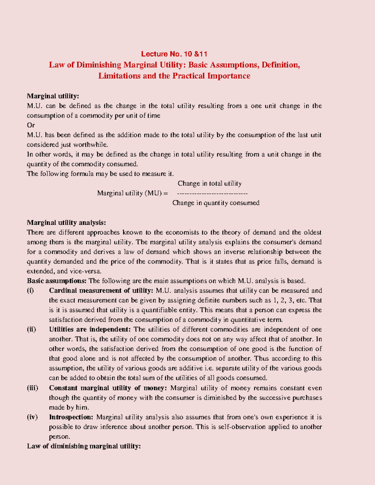 what-is-law-of-diminishing-marginal-utility-assumptions