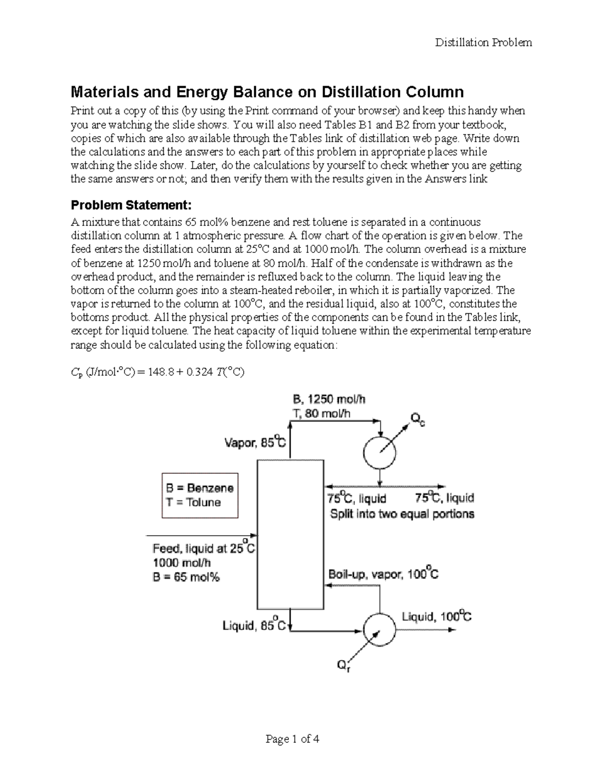 37863898 Energy Balance on Distillation Column Distillation Problem