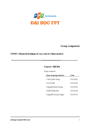 Individual Assigment - Ibf301 - FPT UNIVERSITY- CAMPUS CAN THO ...