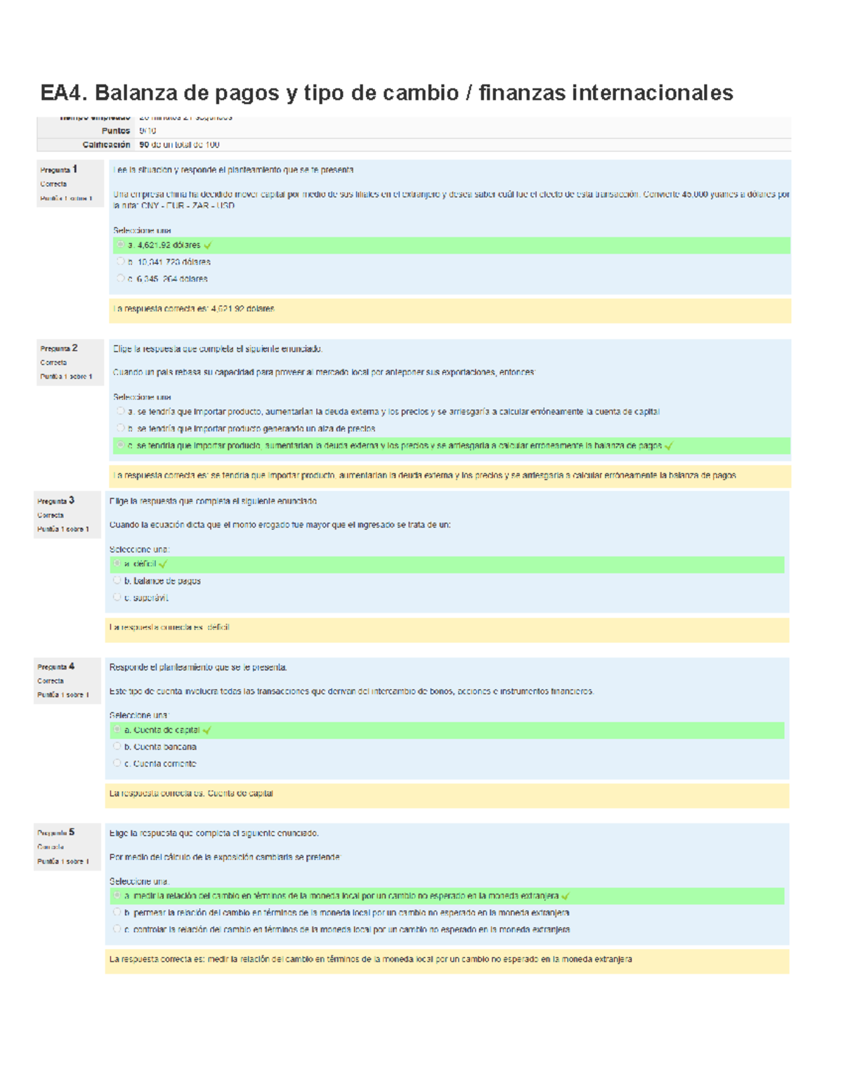 EA4. Balanza de pagos y tipo de cambio EXAMEN finanzas internacionales ...