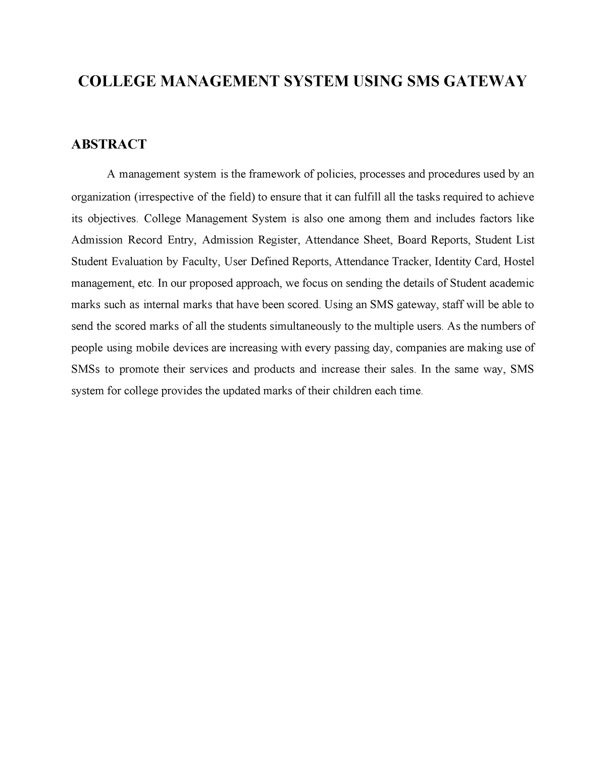 research paper on college management system