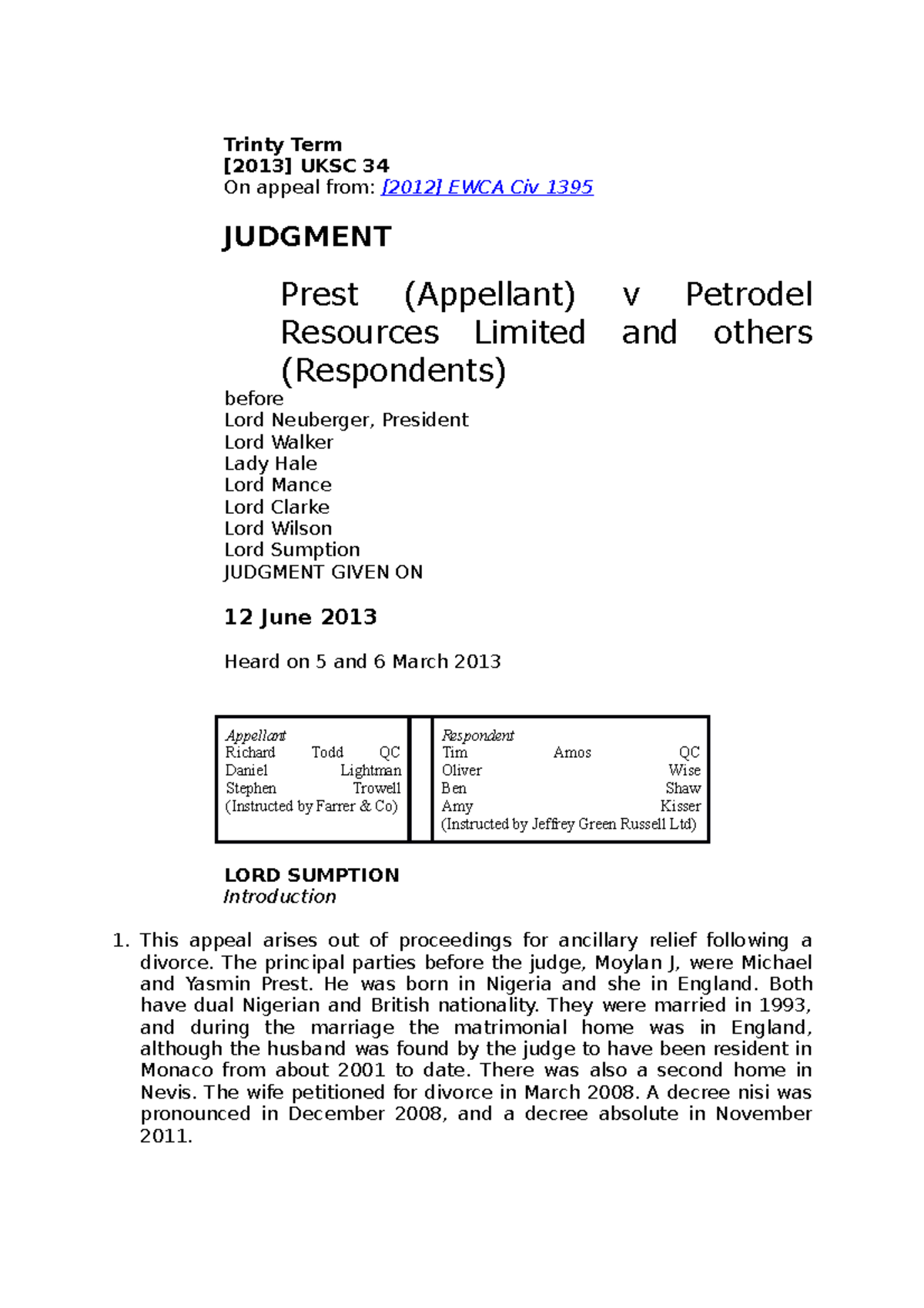 Company CASE LAW - Cases - Trinty Term [2013] UKSC 34 On Appeal From ...