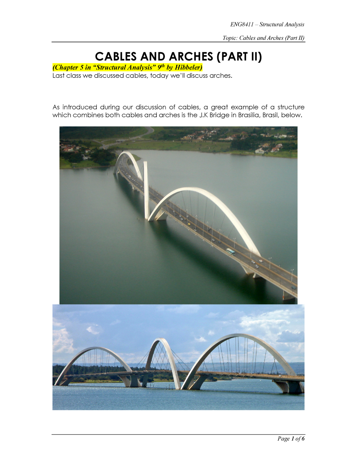 cables and arches structural analysis pdf