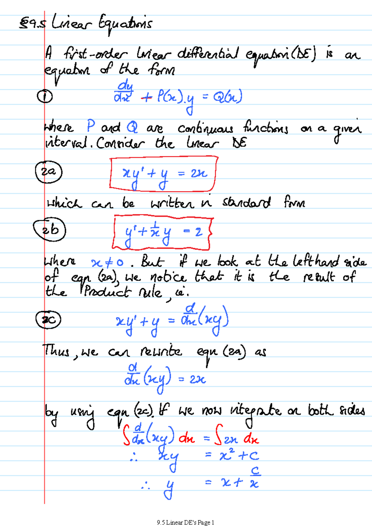 9.5 Linear DEs Summary Mathematics 144 Studocu