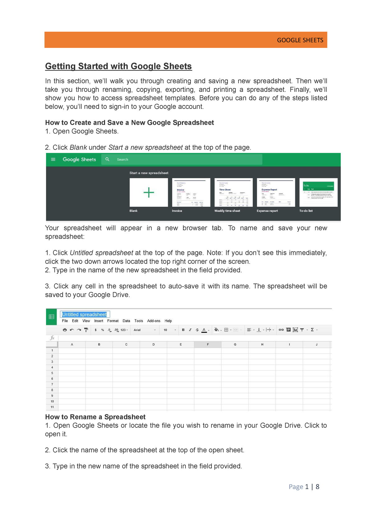 It Fundamentals - Getting Started With Google Sheets In This Section ...